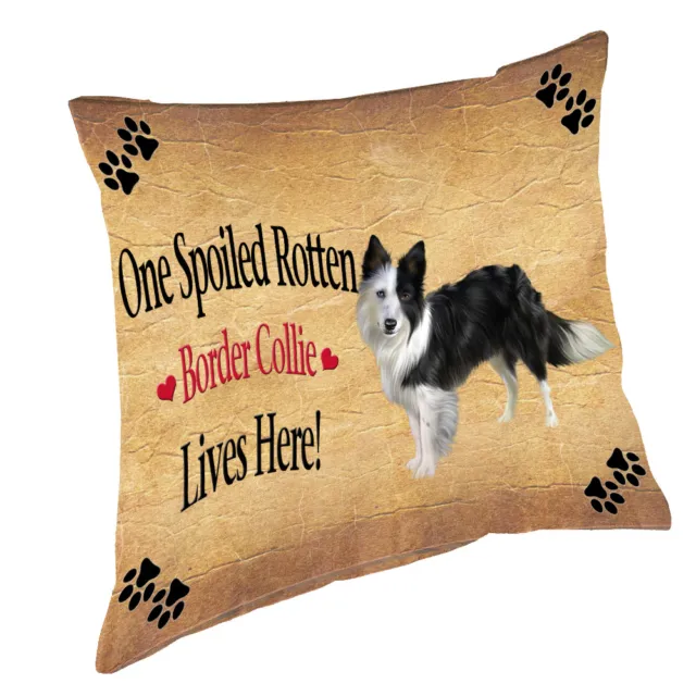 Border Collie Spoiled Rotten Dog Throw Pillow 14x14