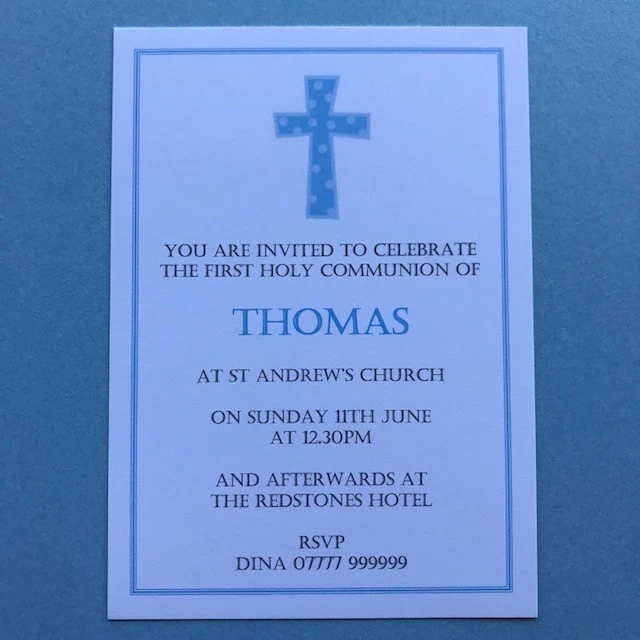 10 PERSONALISED FIRST 1st Holy Communion Invitations / Thank You Cards