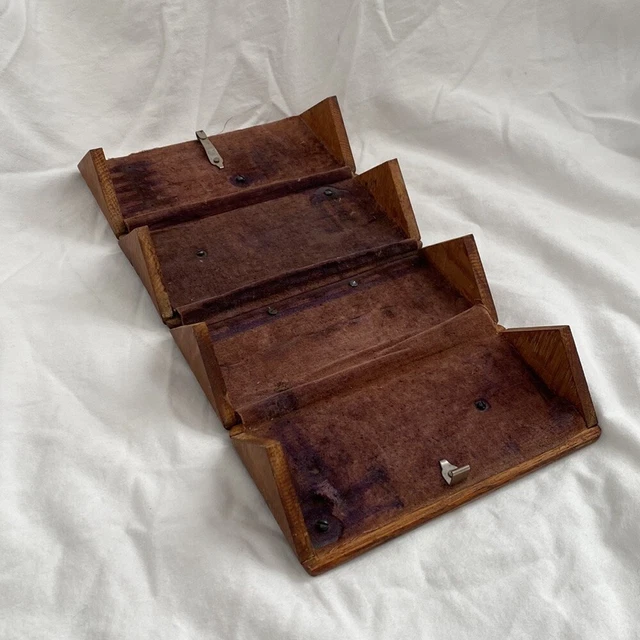 Antique Singer Fold Out Wood Dovetail Sewing Box