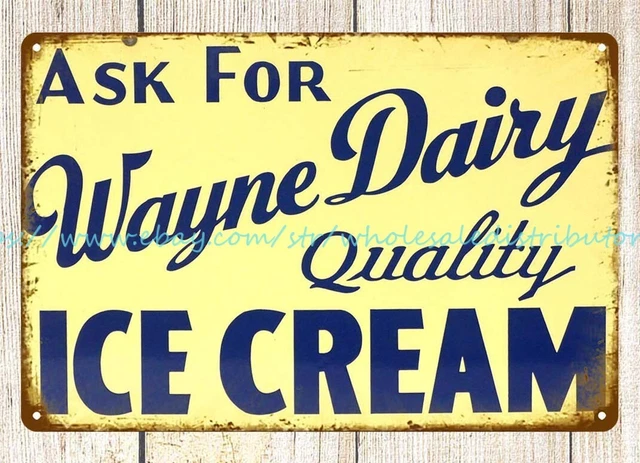 room interior design for bedroom Wayne Dairy Ice Cream metal tin sign