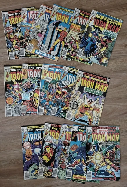 The Invincible Iron Man 16 Issue Lot 1977-78 Marvel Comics Low Grade
