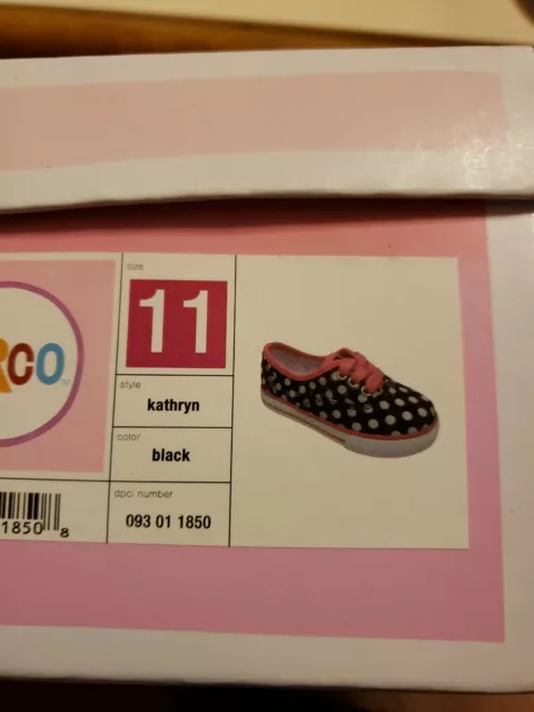 Circo Girls 11 Black White Polka Dot Pink Sparkle Lace Glitter Sneakers Kathryn