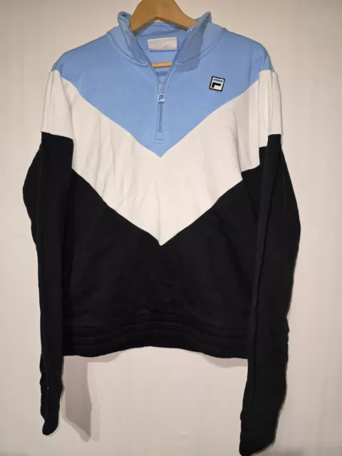 Suéter FILA para hombre XL azul Ekanta 1/4 cremallera manga larga lana retro