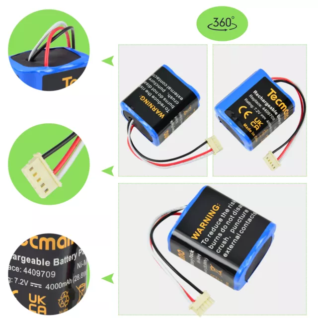 4.0Ah 7.2V Ni-MH Akku für iRobot 4409709 Braava 380 380T 390 390T Mint Plus 5200