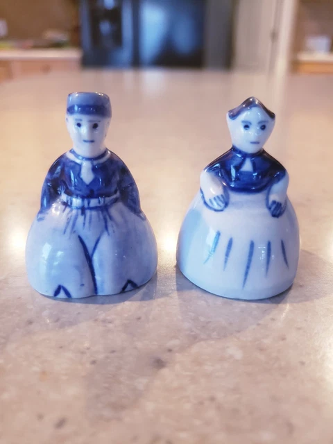 Vintage Bells Dutch Man & Woman Delft Blue Style