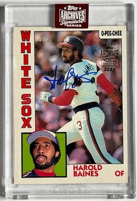 2023 Topps Archives Signature Series Retired HAROLD BAINES 1/1 1984 Topps #197