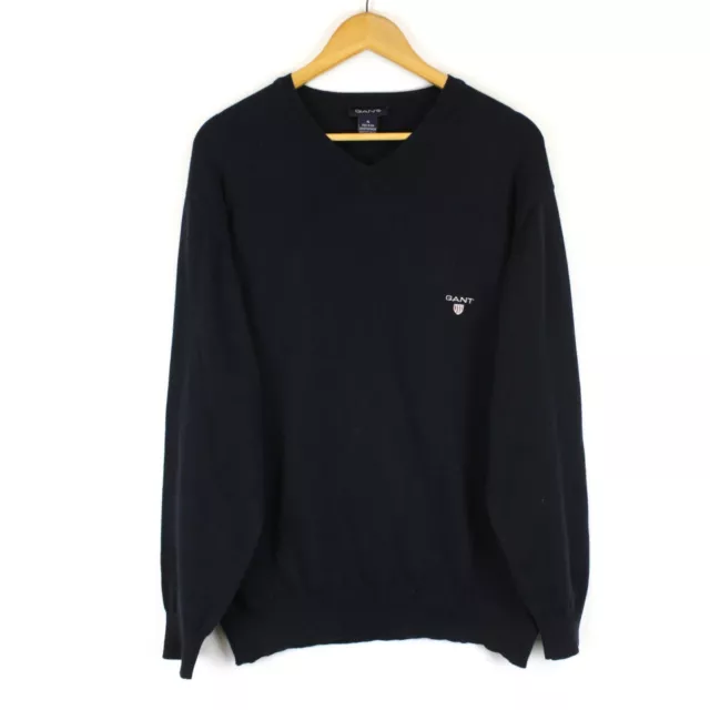 GANT Uomo Maglione Taglia XL Pullover Scollo A V Stretto Cotone Made IN USA