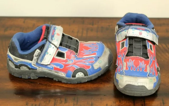 Stride Rite TRANSFORMERS SNEAKERS sz 11 Boys Shoes Red Blue Car OPTIMUS PRIME