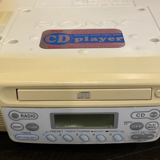 SONY ICFCD533 UNDER Counter Kitchen Clock Radio AM FM CD
