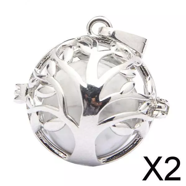 2X Arbre de vie Perles en cuivre Cage Médaillon Pendentif pour Collier Bracelet