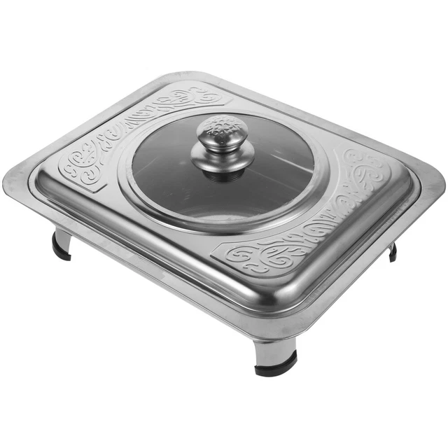 Piatto Da Pane Impilabile Con Coperchio In Acciaio Inox - Per Comunione, Chiesa, Dimensioni 25.5x4cm, Finitura A Specchio/Argento