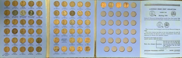 Complete Lincoln Wheat Penny Cent Collection Whitman Album 1941 - 1974 P D S Set