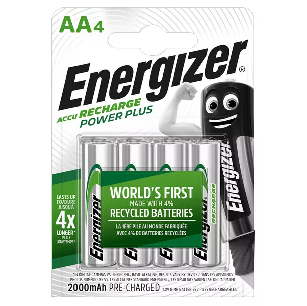 NEW Energizer AA Rechargeable Batteries, Power Plus, PreCharged NiMH 2000mAh