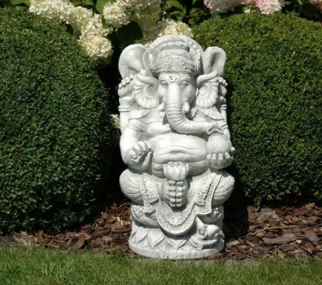 🔶Steinfigur Ganesha Gartenfigur alt Patiniert Buddha Figur Steinkunst BLACKFORM