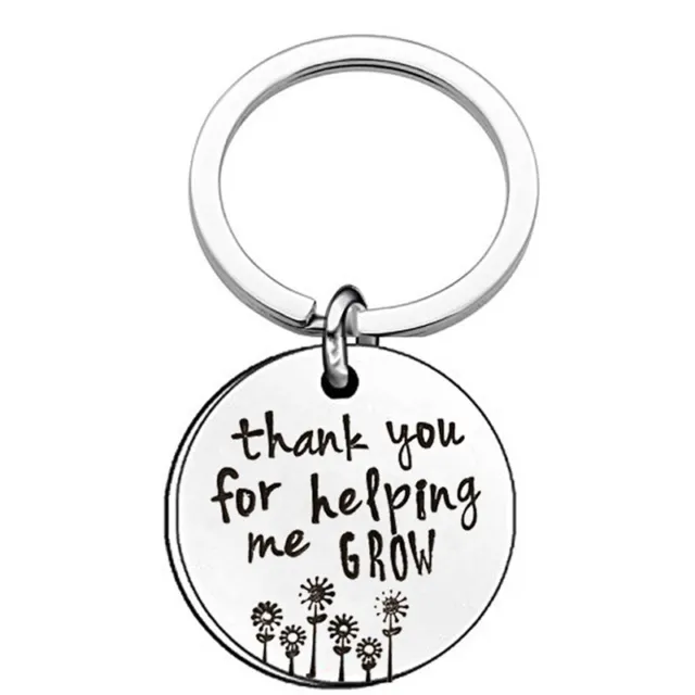 Thank You For Helping Me Grow Engraved Round Pendant Keychain Creative Gift BS 3