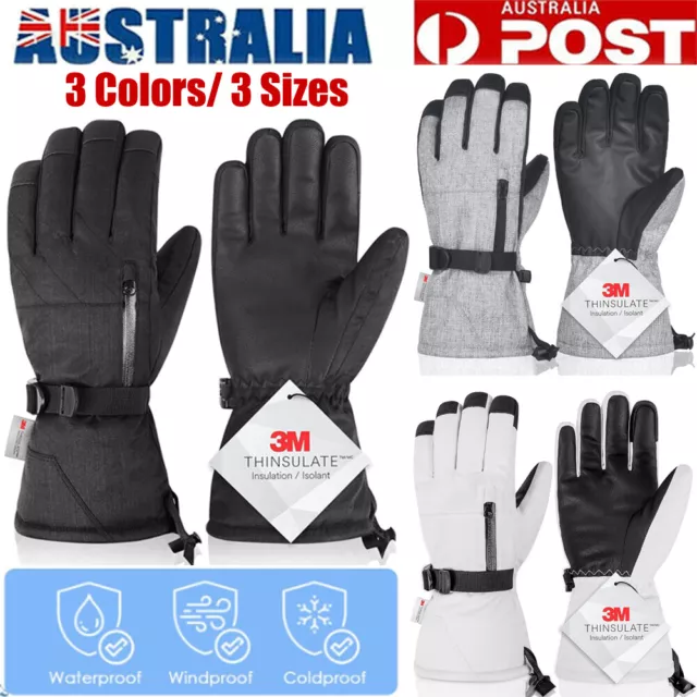 Unisex Waterproof Touchscreen Ski Gloves 3M Thinsulate Winter Snow Gloves Pocket