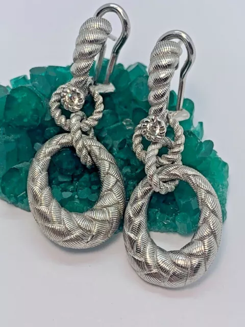 Judith Ripka Braided Look 925 with CZ Dangle Earrings