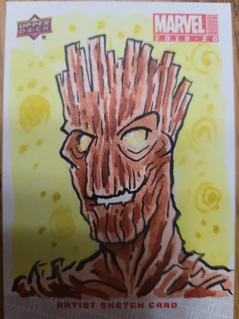 2019-20 Marvel Annual Groot Sketch Card Kate Carleton Artist Auto 1 of 1