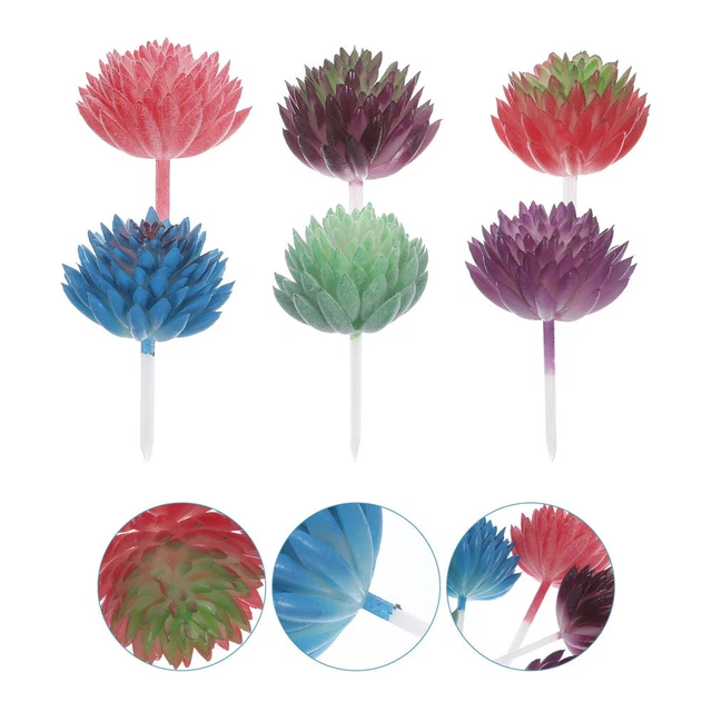 ZIOYA Kit 6 Mini Plantes Artificielles En Pot - Déco Intérieur/Extérieur - Multi-Couleurs