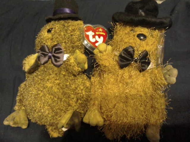 Ty Beanie Babies -- 2 X Punxsutawney Phil -- 2005 & 2006 (9)