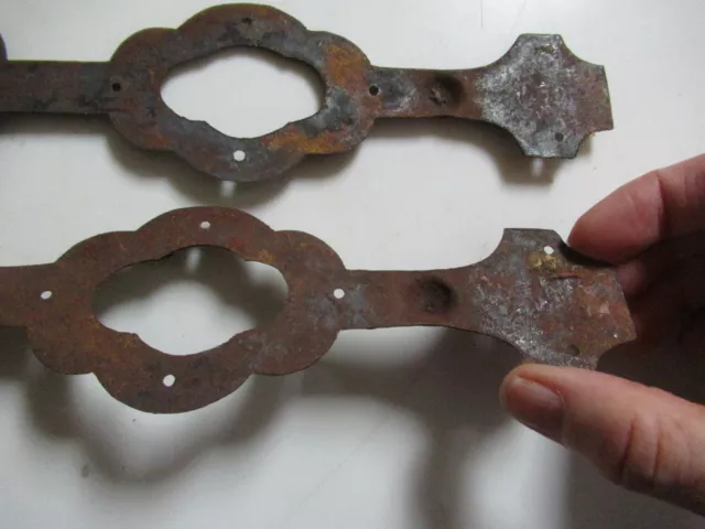 2 Vtg 9"x2.25" Flat Etched Steel Decoration for Rustic Barn/House Scalloped Edge 12
