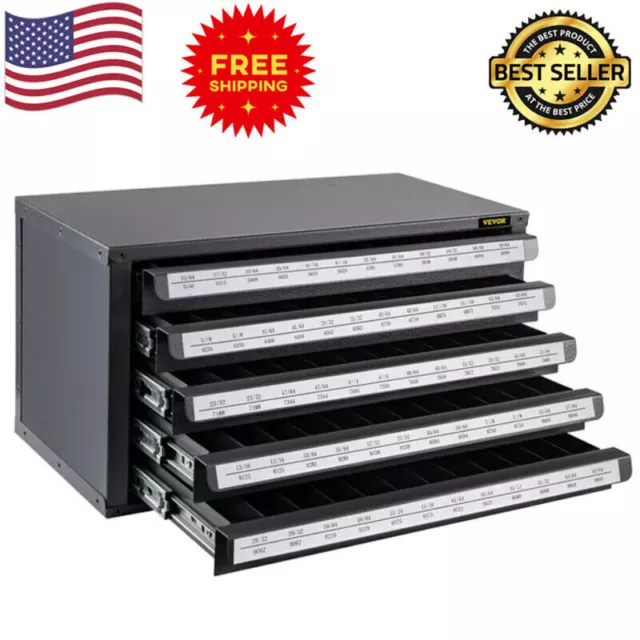 5-Drawer Drill Bit Dispenser Cabinet 1/2" Reduced Shank Drill Bit Organizer NEW