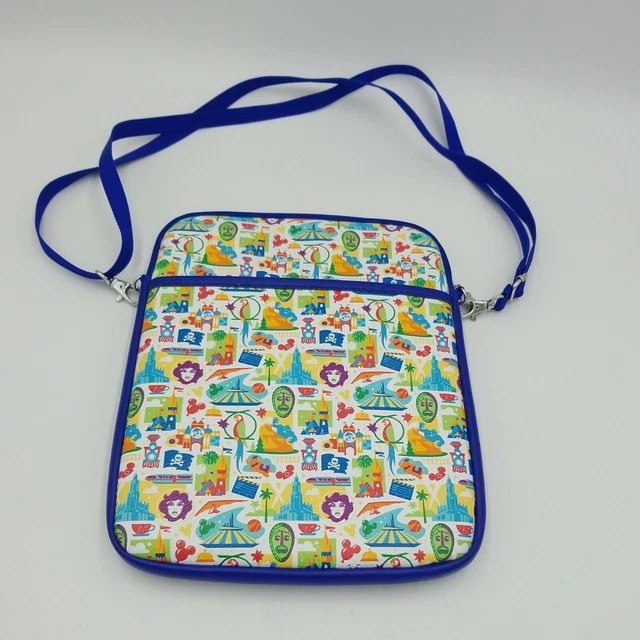 WDW Disney Parks Cross Body Padded IPad Tablet Case Purse w/Pockets, Tech Bag