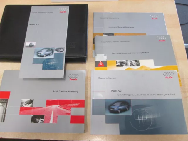 Audi A2 2000 - 2005 Owners Guide Manual Handbook Leather Wallet Booklet Booklets