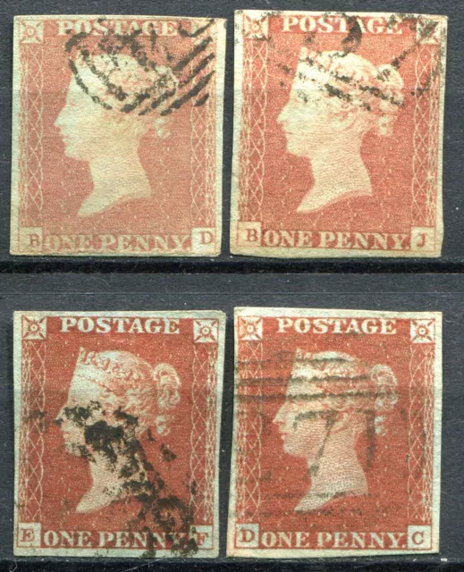 (934) 4 VERY GOOD USED 4 MARGIN SG8 - SG12 QV 1d RED BROWN MIXED SHADES