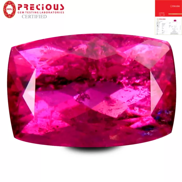 2.50 CT Pgtl Certifié Grade Coupe Coussin (10 X 7 MM ) Rubellite Tourmaline