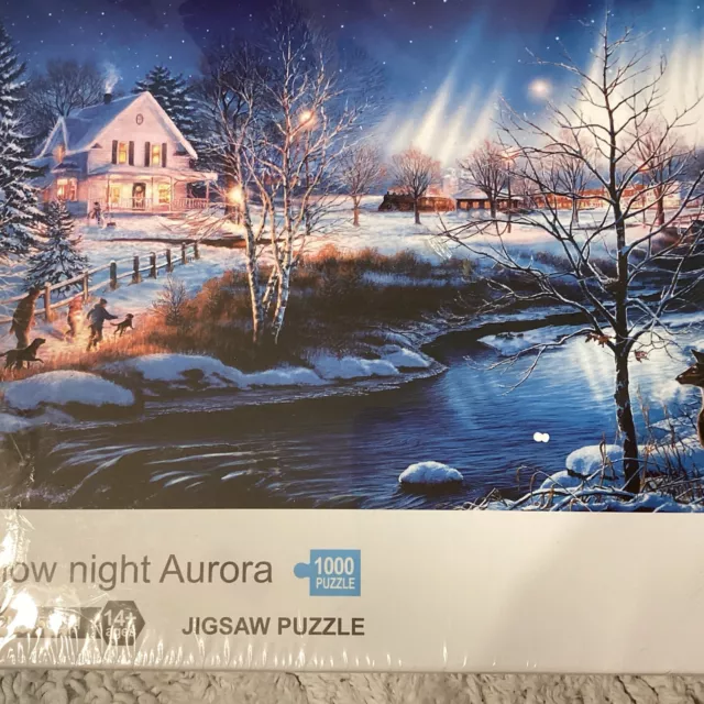 NIB Snow Night Aurora 1000 Piece Jigsaw Puzzle