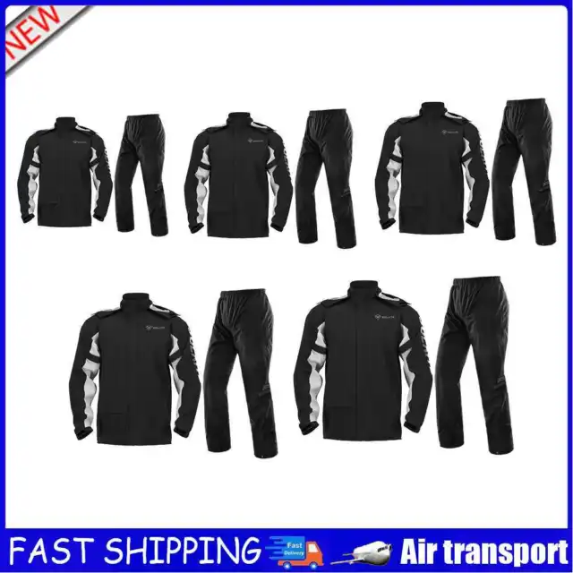 SULAITE Reflective Motorcycle Rain Jacket + Pants 2 Piece Set with Shoe Covers