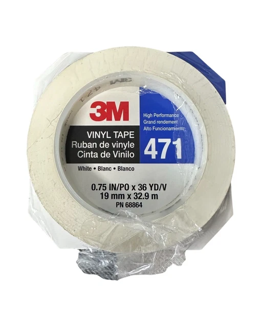3M 471 Marking Tape,3/4In W,108 Ft. L,White