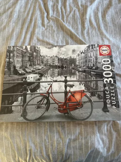 Educa 1000 Piece Puzzle Amsterdam Red Bicycle Black and White New Sealed