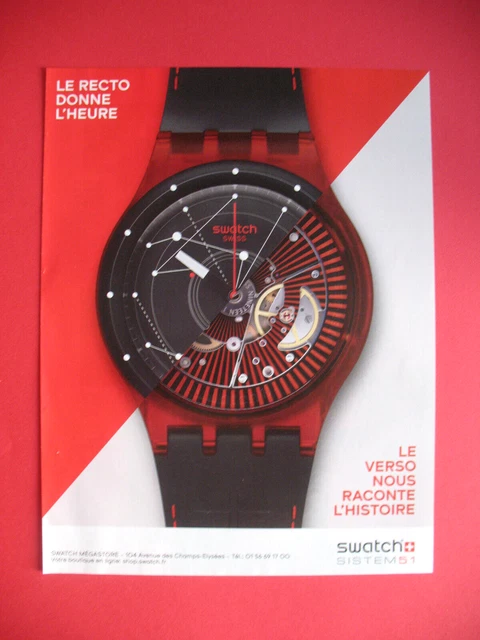 Publicite De Presse Swatch Montre System 51 Le Recto Donne L'heure Ad 2014