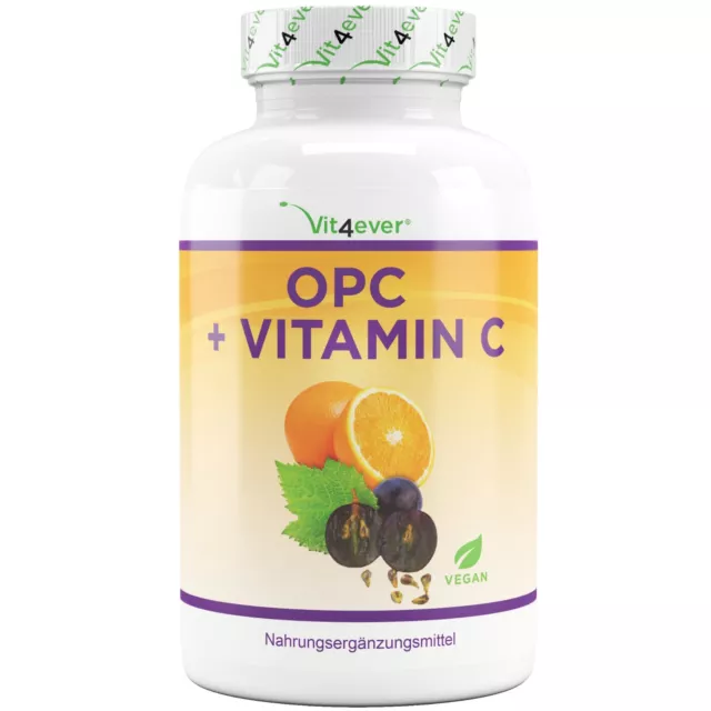 OPC + Vitamin C á 600mg - 240 Kapseln (V) Traubenkernextrakt + Hagebutte & Camu