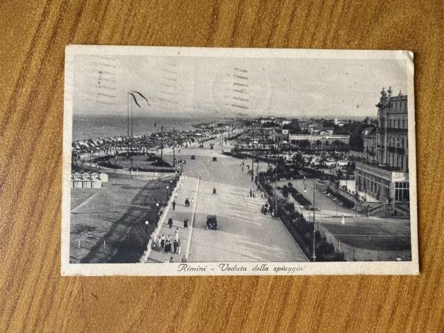 Cartolina Rimini Veduta Della Spiaggia Viaggiata 1934 Bc