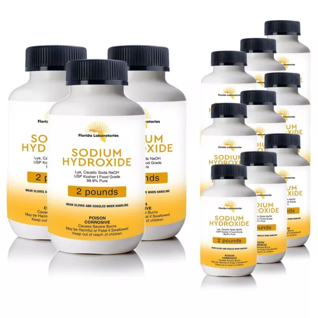 Sodium Hydroxide Beads 6 Lbs - Food Grade - Pure Lye White Caustic