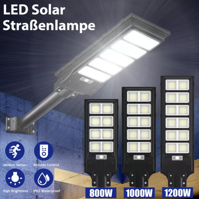 LED Solarlampe Straßenlampe mit Bewegungsmelder Straßenlaterne Hofbeleuchtung DE