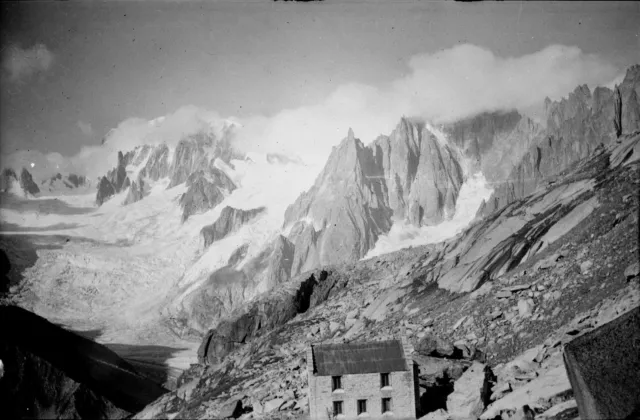 CHAMONIX c. 1960 - Glacier du Géant Refuge Hte-Savoie - Négatif 9 x 6 - ARA 143