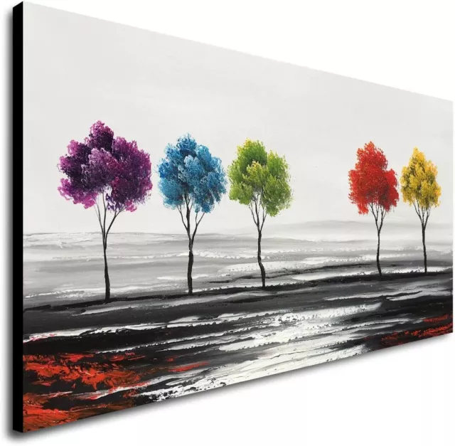 Handmade Colorful Tree Oil Painting on Canvas Modern Abstract Landscape Wall Art