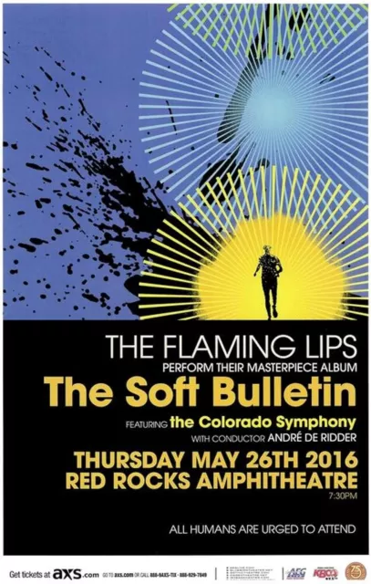 Flaming Lips & Denver Symphony Reprinted Art Poster 2016 Concert Red Rocks CNS