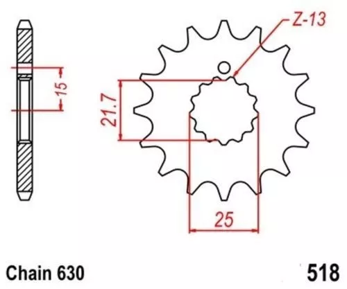 Pignon Sortie Boite 14 Dents (Chaîne 630) pour Kawasaki Z 750 L Sport 80-83