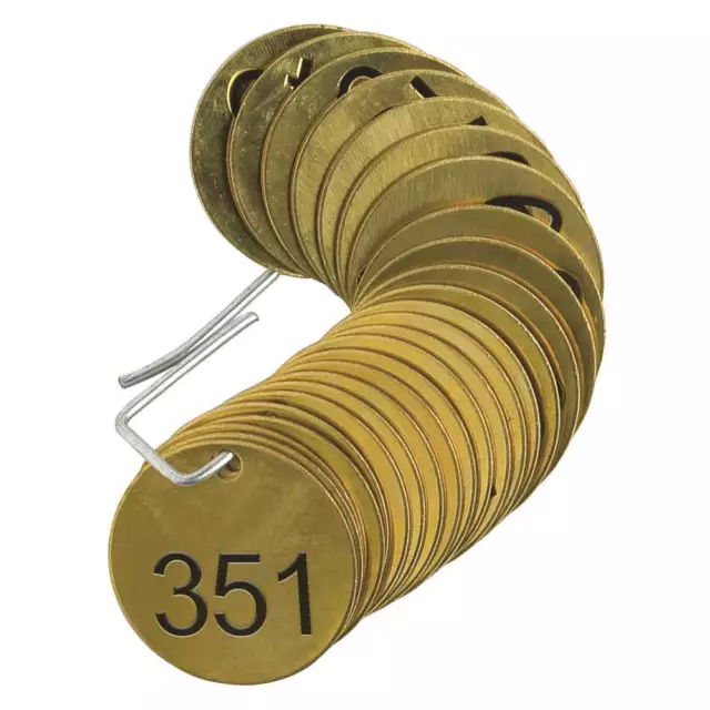 BRADY 23621 Numbered Tag,Brass,1 1/2in W,PK25 35TD71