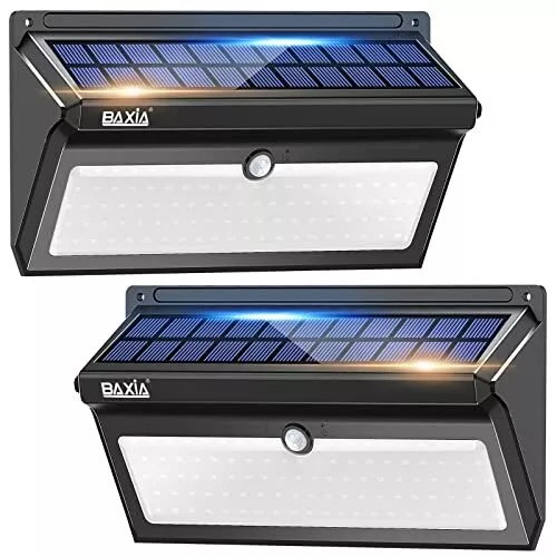 BAXIA TECHNOLOGY Solar Lights Outdoor Waterproof 100 LED Solar Motion Sensor ...