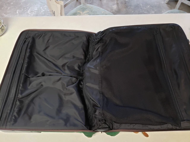 LL Bean Hutton Suitcase Luggage Green Canvas Leather Full Size Rolling Wheels 8