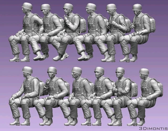 Figurines Soldats Allemands Assis 1/48 - Pour Kettenkrad été - Lot De 3 - MLB Maquettes
