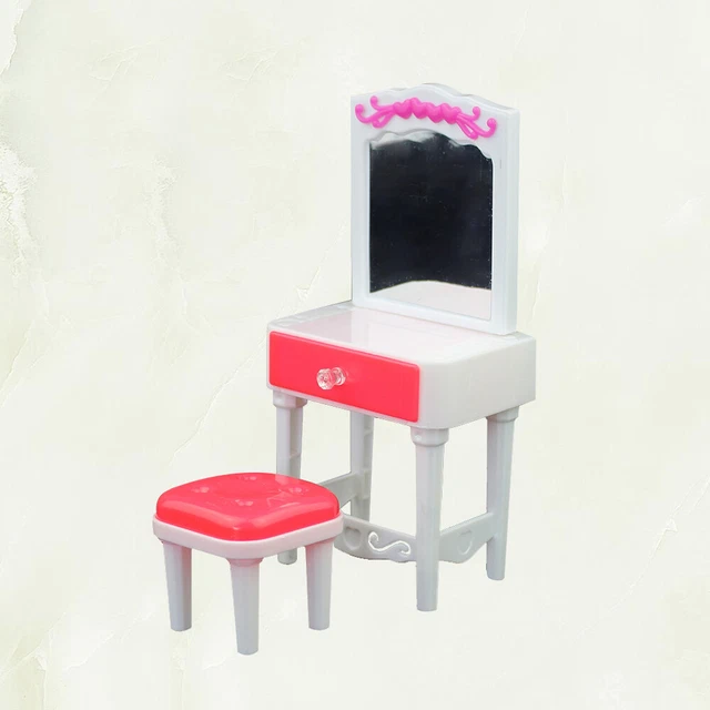Simulación Maquillaje Silla Set Niñas Casa de muñecas Mini Mesa y Silla Miniat