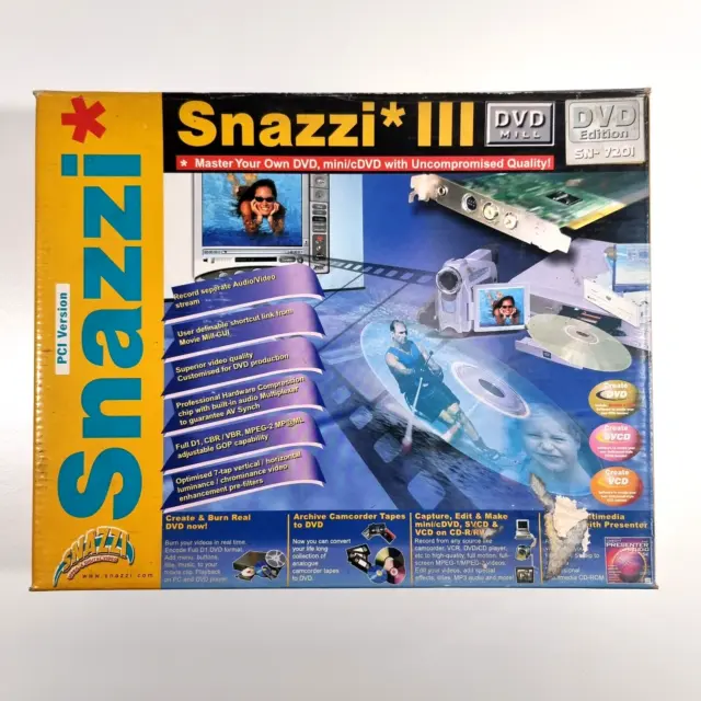 Snazzi III 3 DVD Mill PCI Version SN-7201 w/ box video capture card vintage PC