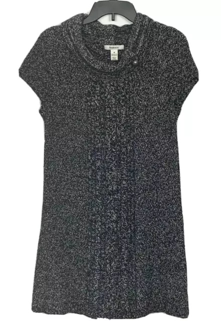 Style & Co Womens Size Medium Knit Sweater Dress Textured Marled Black White